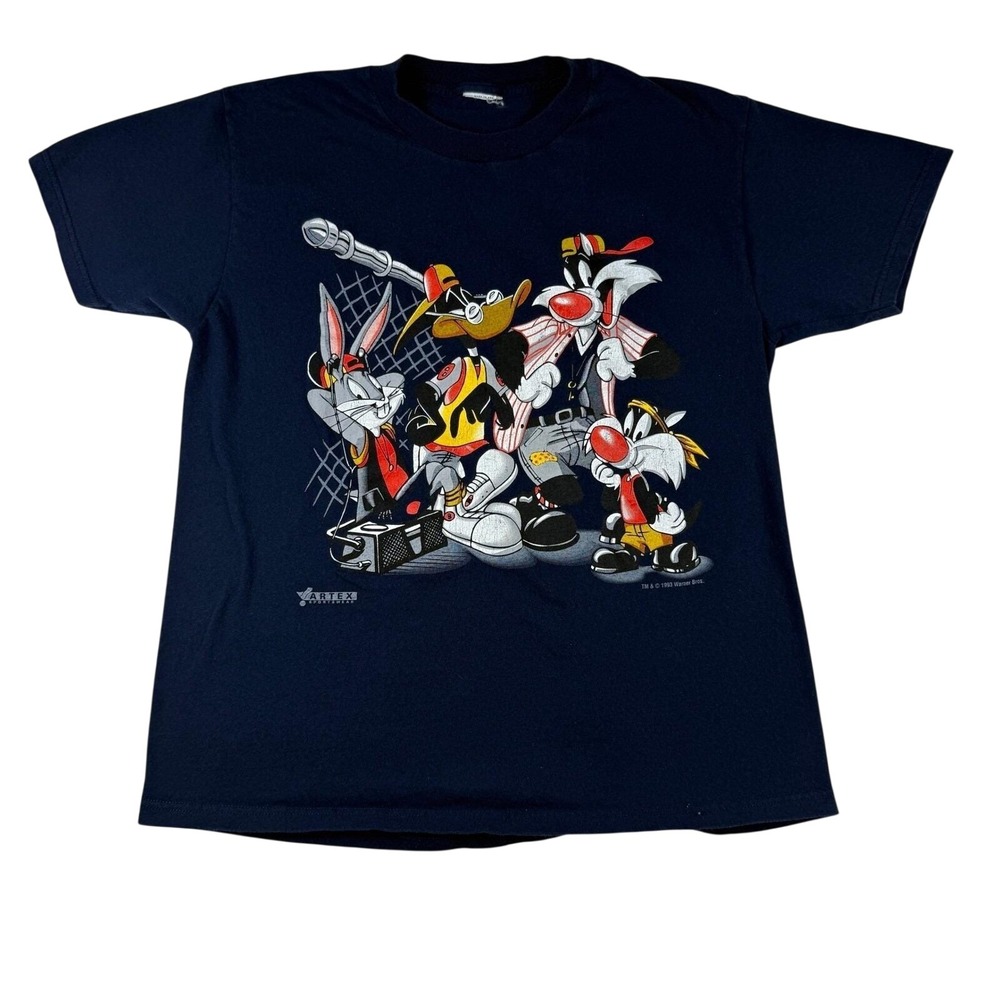Artex Looney Tunes T Shirt Mens L Navy Blue 1993 Vintage Hip Hop Graphic